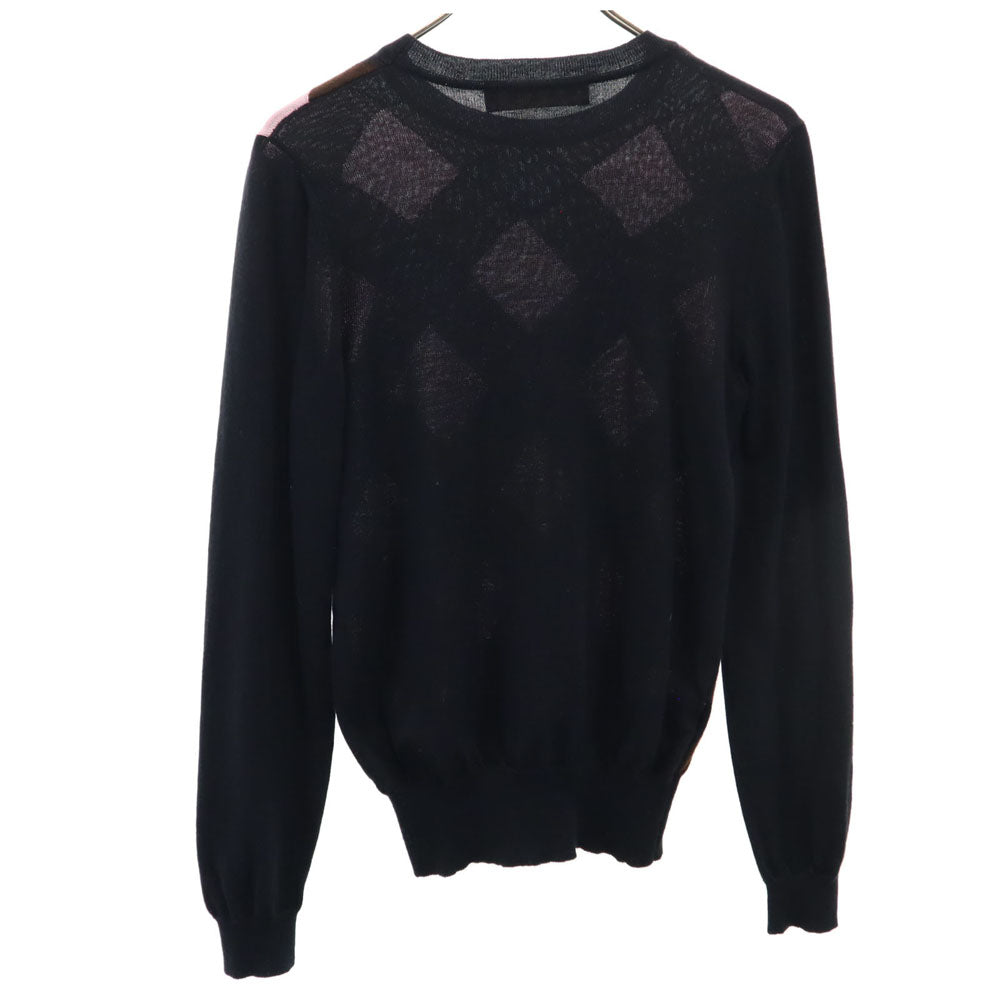MARNI Wool Blend Check Long Sleeve Sweater Black Size 40