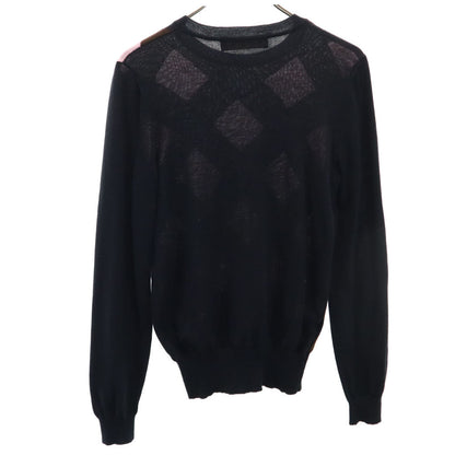 MARNI Wool Blend Check Long Sleeve Sweater Black Size 40