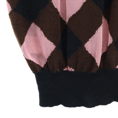 MARNI Wool Blend Check Long Sleeve Sweater Black Size 40