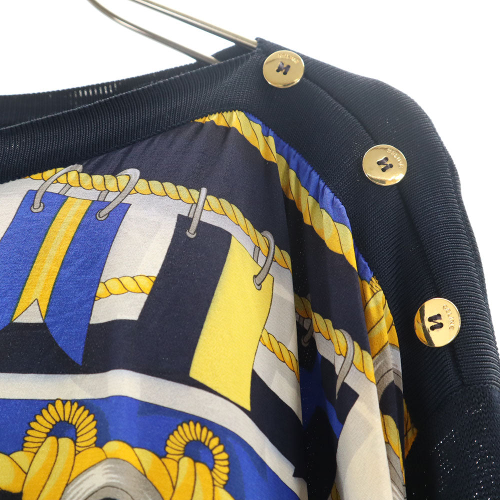 CELINE 90s Italian Long Sleeve Knit Sweater Navy Size 42