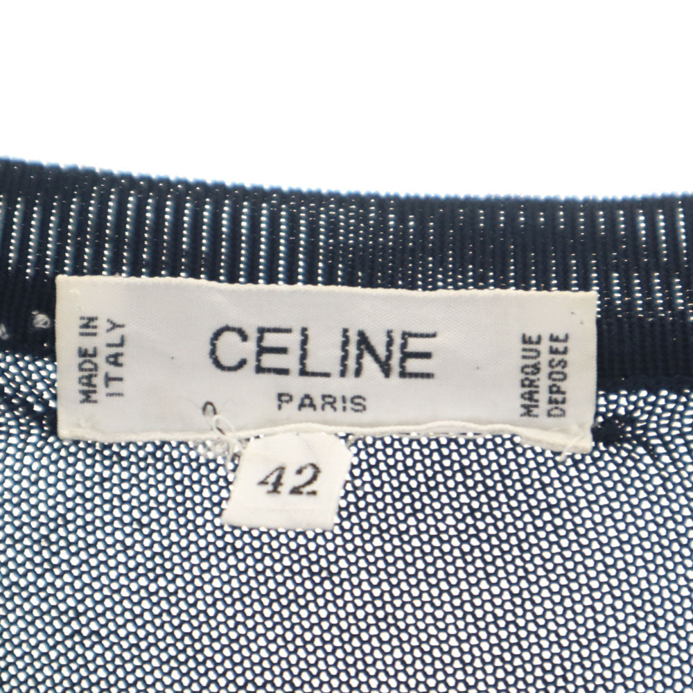 CELINE 90s Italian Long Sleeve Knit Sweater Navy Size 42