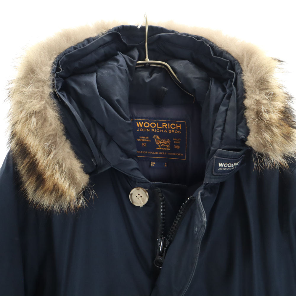 WOOLRICH Arctic Hooded Raccoon Fur Hoodie Navy Size S