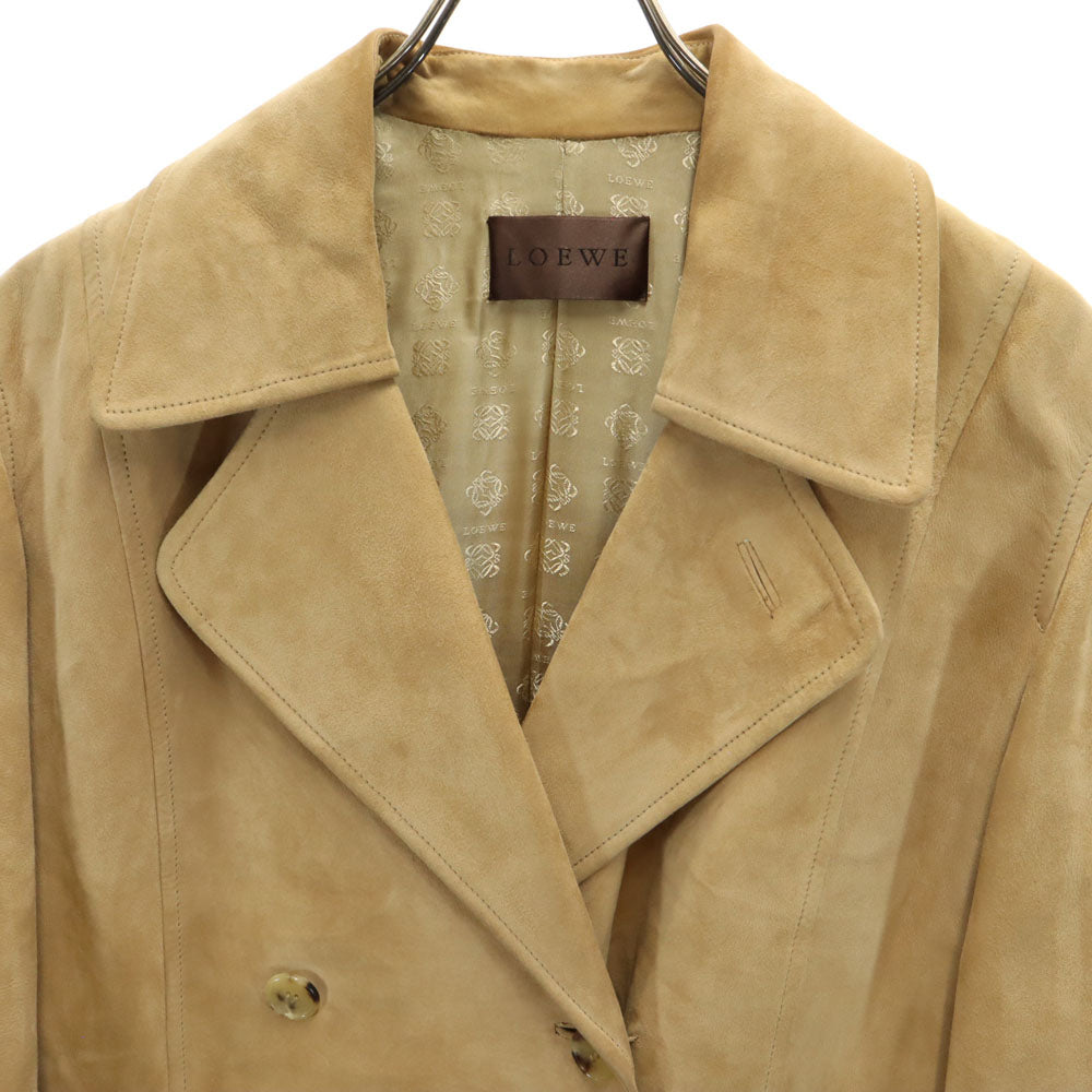 LOEWE Spanish Made Suede Leather Coat Beige Size 40