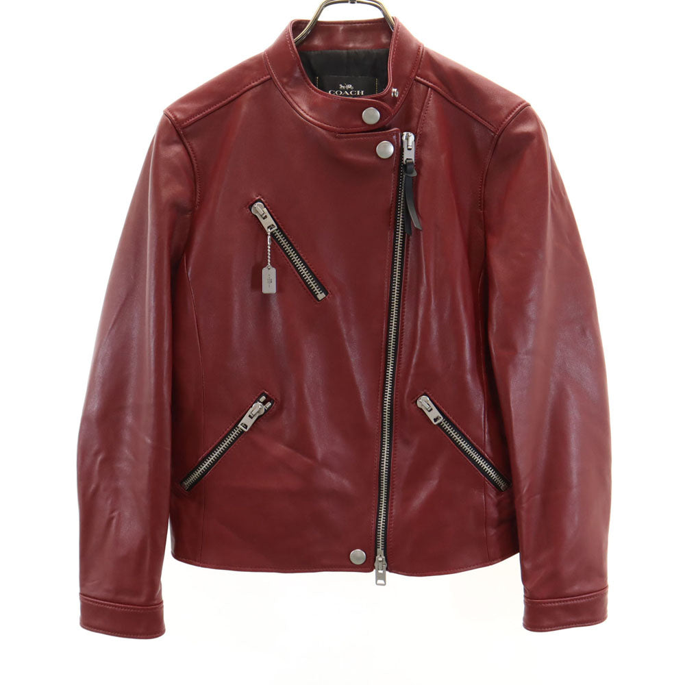 COACH Red Double Rider Leather Jacket Size S