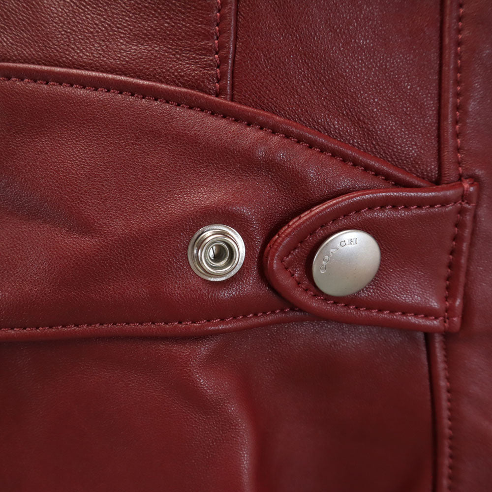 COACH Red Double Rider Leather Jacket Size S