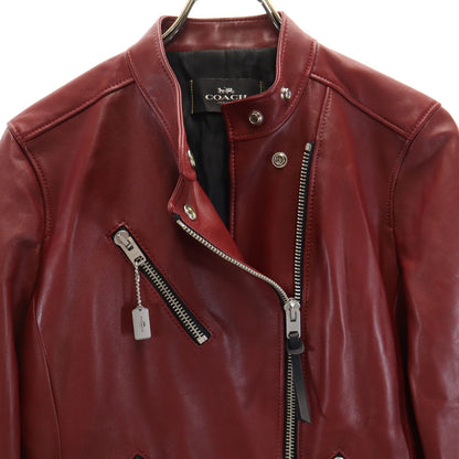 COACH Red Double Rider Leather Jacket Size S