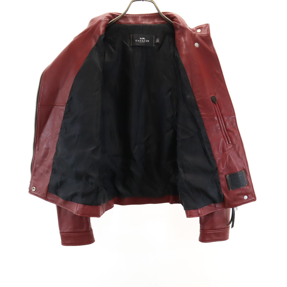COACH Red Double Rider Leather Jacket Size S