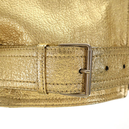 GUCCI Gold Sequin Goat Leather Double Riders Jacket Size 36