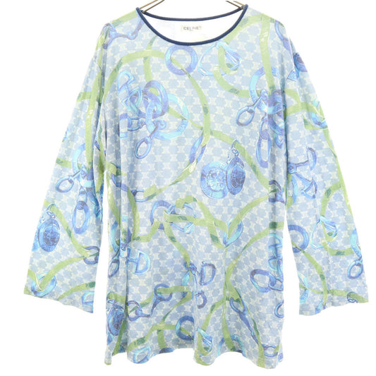 CELINE Macadam Long Sleeve T-Shirt Blue Size L