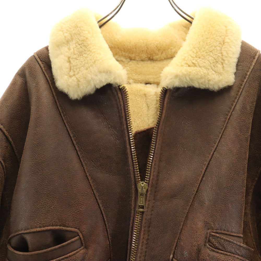 USA B-3 Type Sheepskin Mouton Jacket Brown Size L