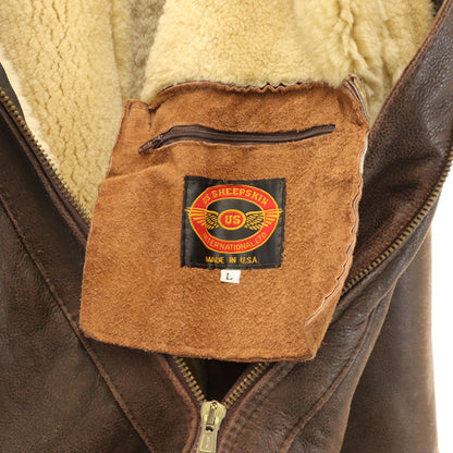 USA B-3 Type Sheepskin Mouton Jacket Brown Size L