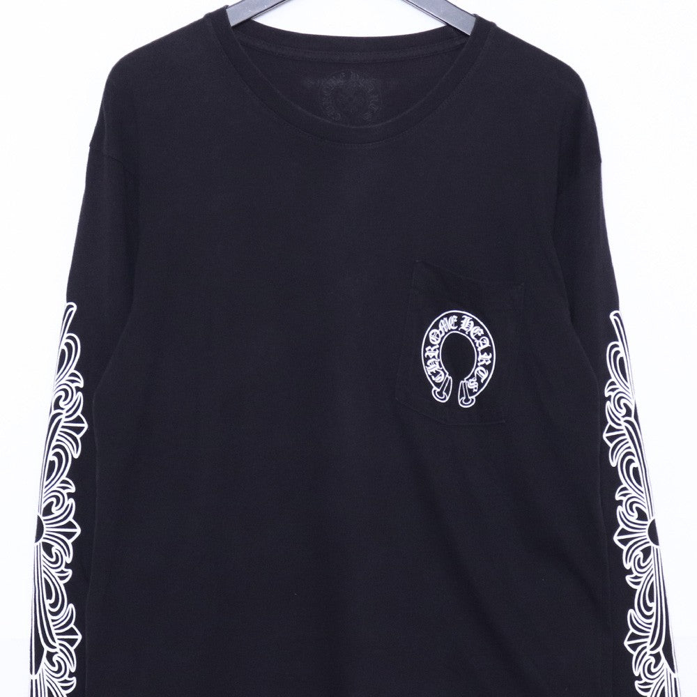 CHROME HEARTS Horseshoe Floral Cross T-Shirt Black Size L