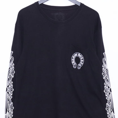 CHROME HEARTS Horseshoe Floral Cross T-Shirt Black Size L