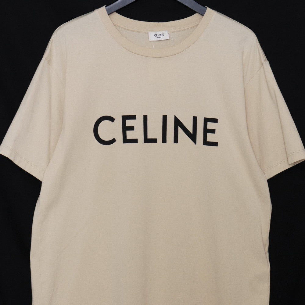 CELINE Hedi Slimane Era Loose Cotton T-Shirt Beige Size XS