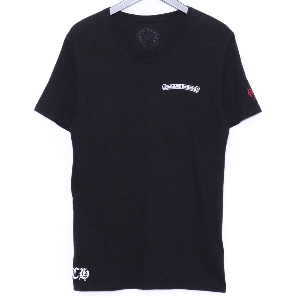 CHROME HEARTS Scroll Label USA V-Neck T-Shirt Black Size M