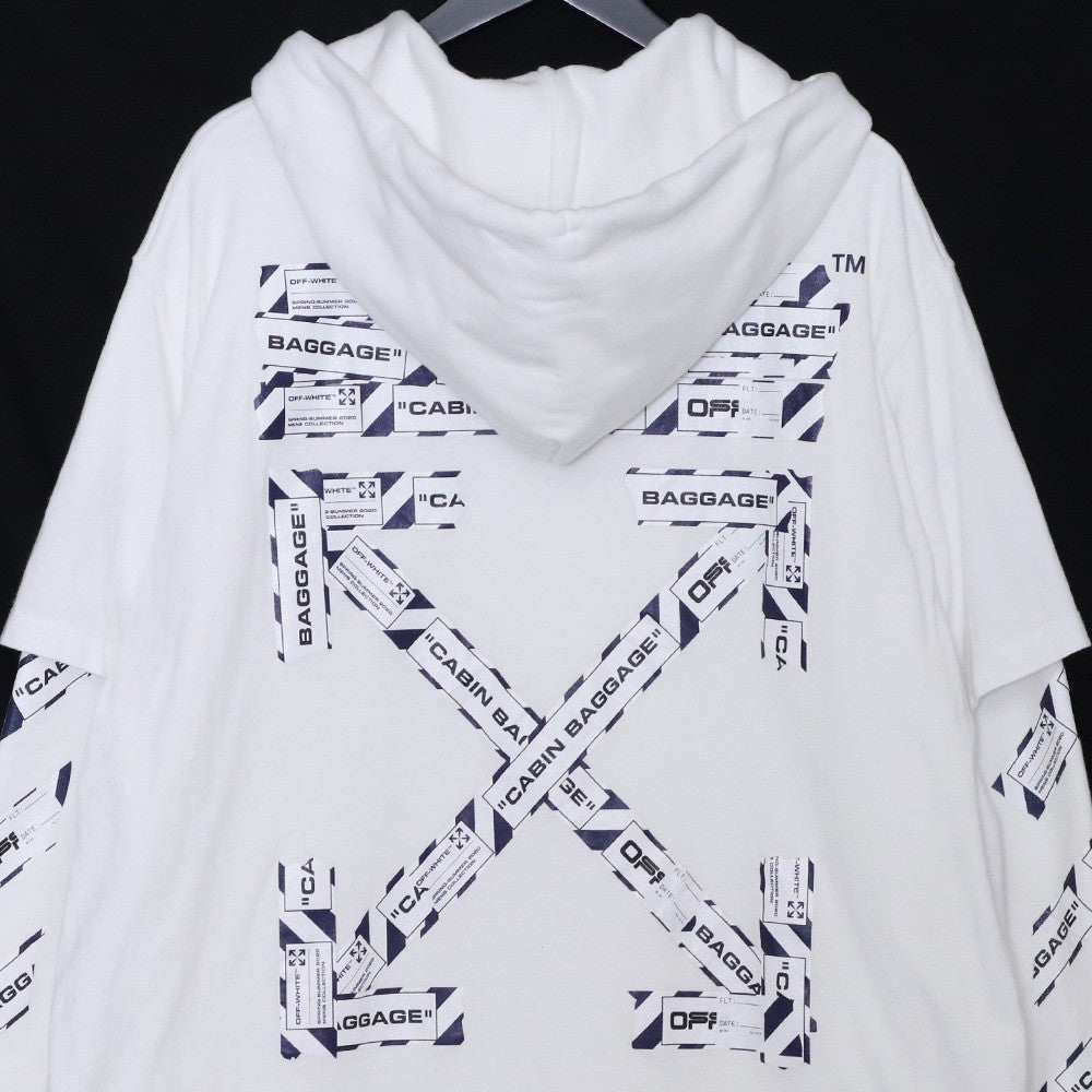 OFF-WHITE Airport Tape Layered Hoodie White Size M