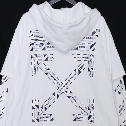 OFF-WHITE Airport Tape Layered Hoodie White Size M