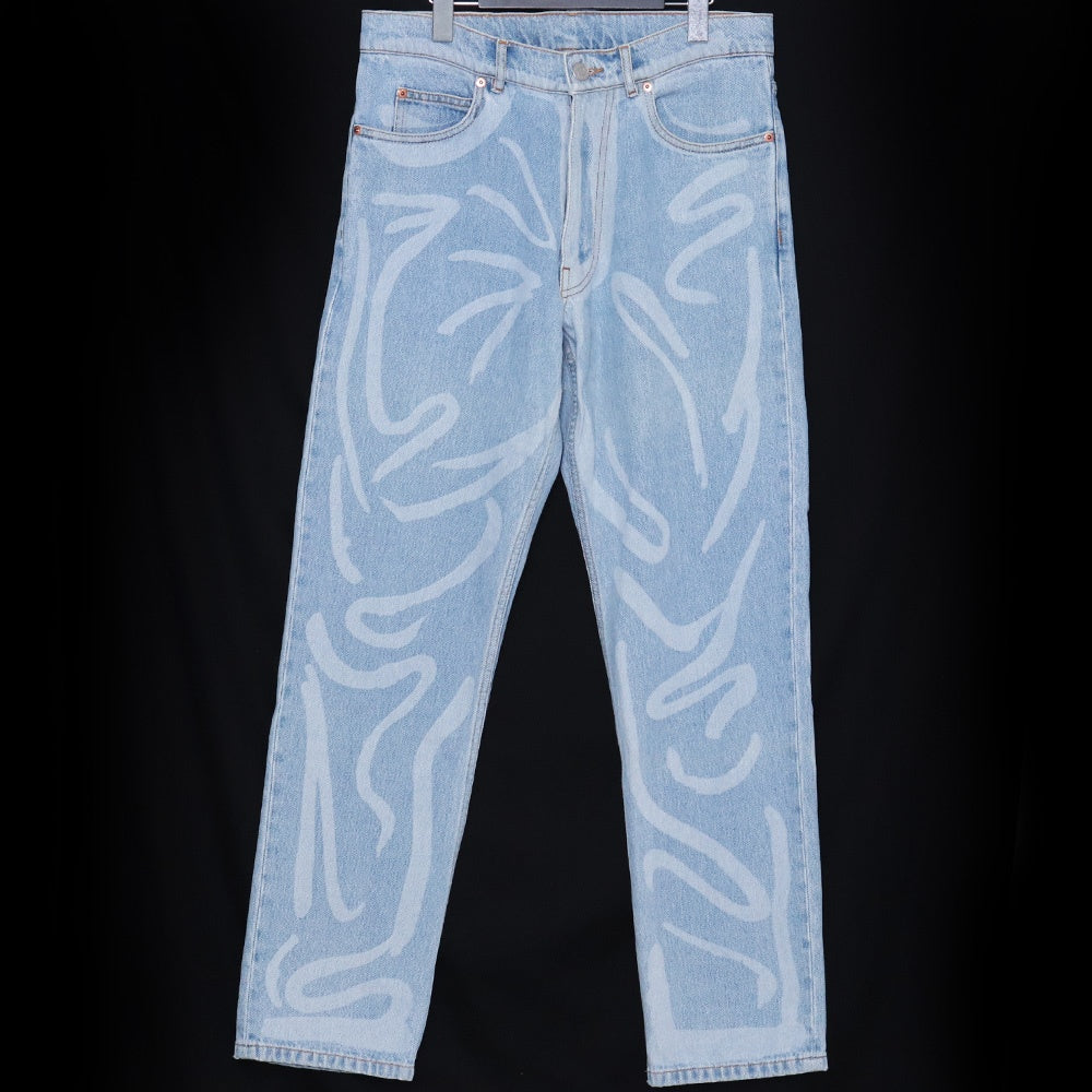 MARTINE ROSE Paint Print Straight Jeans Blue Size XS