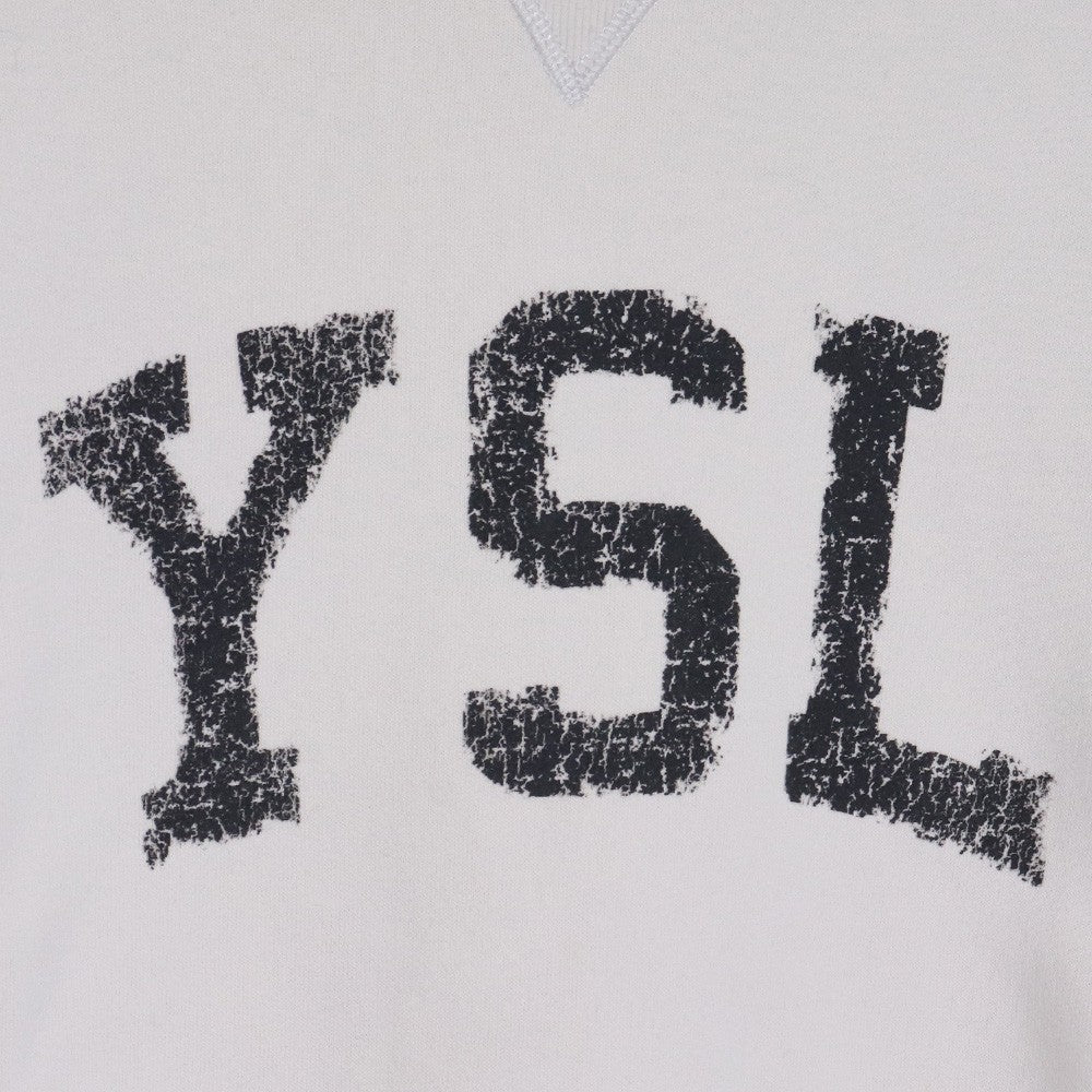 Saint Laurent Paris 21AW Logo Print Sweatshirt Beige Size S