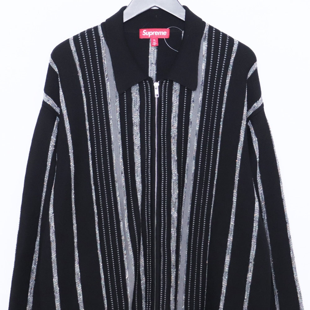 Supreme 24AW Speckle Stripe Zip Up Cardigan Black Size XL