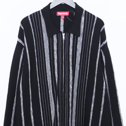 Supreme 24AW Speckle Stripe Zip Up Cardigan Black Size XL