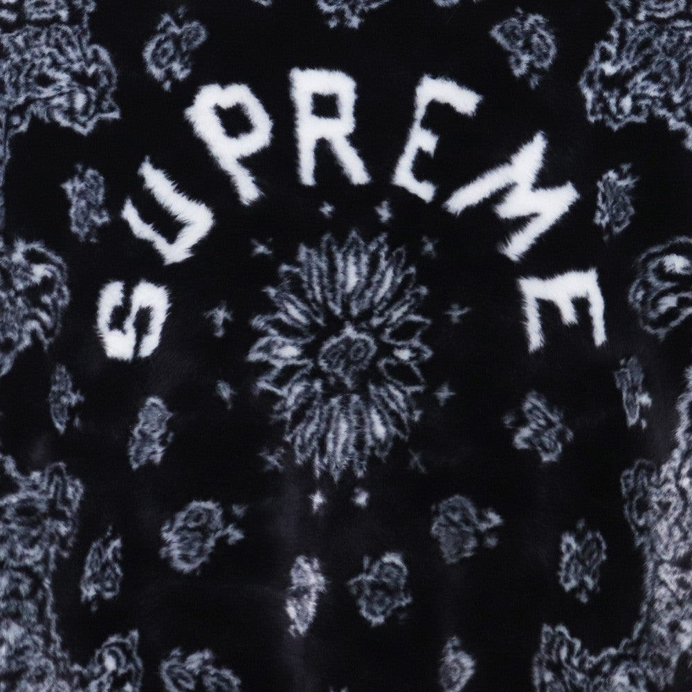 SUPREME 21SS Bandana Faux Fur Bomber Jacket Black Size M