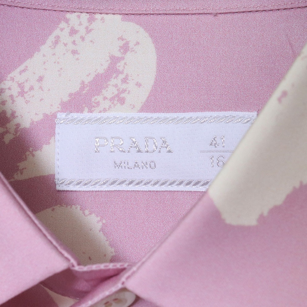 Prada Triangle Motif Palm Tree Shirt Pink Size 41
