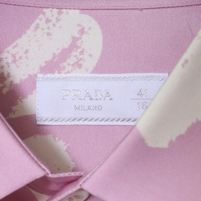 Prada Triangle Motif Palm Tree Shirt Pink Size 41