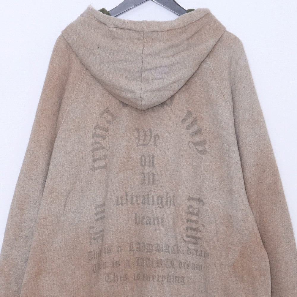 LAID BACK Vintage Processed Front Logo Hoodie Beige Size 2