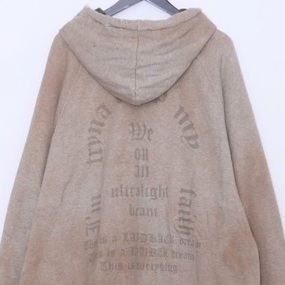 LAID BACK Vintage Processed Front Logo Hoodie Beige Size 2