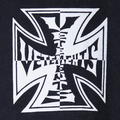 VETEMENTS 26SS Biker Cross Logo T-Shirt Black Size XS