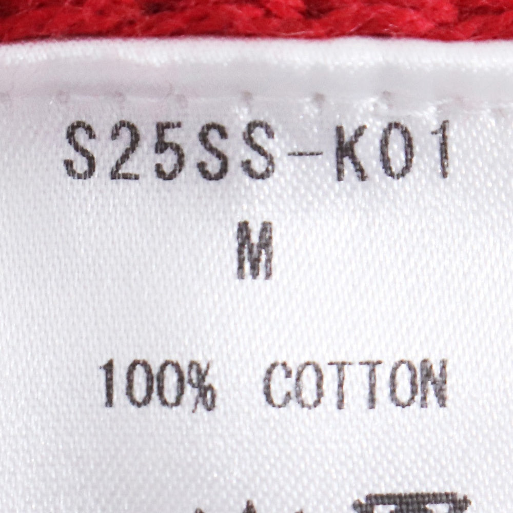 STEAF 25SS Hand Made Patchwork Net Cardigan Coral Red Size M