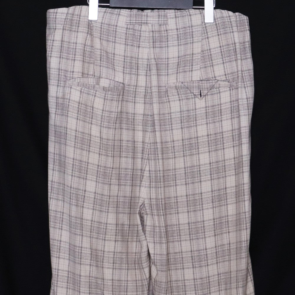 ANCELLM 26SS Aging Check Belt-Less Slacks Beige Size 2