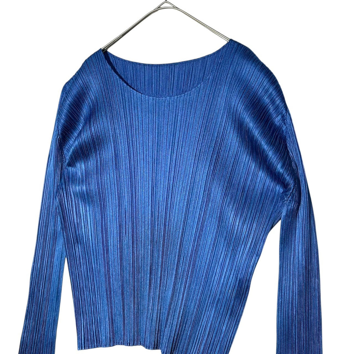PLEATS PLEASE Long Sleeve Pleated Pullover Top Blue Size 3