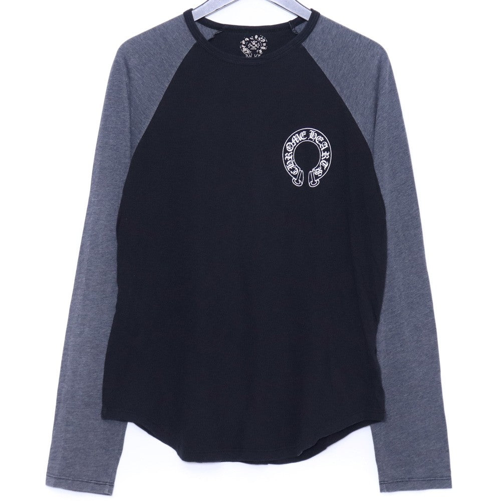 CHROME HEARTS Old Scroll Logo Raglan Long Sleeve T-Shirt Black Size S
