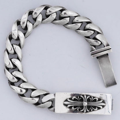 CHROME HEARTS Floral Cross ID Bracelet Silver Size ONE SIZE
