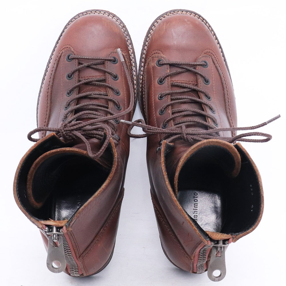 junhashimoto Military Back Zip Double Boots Brown Size EU 41