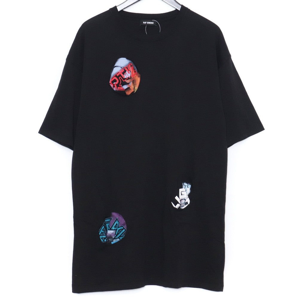 Raf Simons Oversized Printed Holes T-Shirt Black Size S