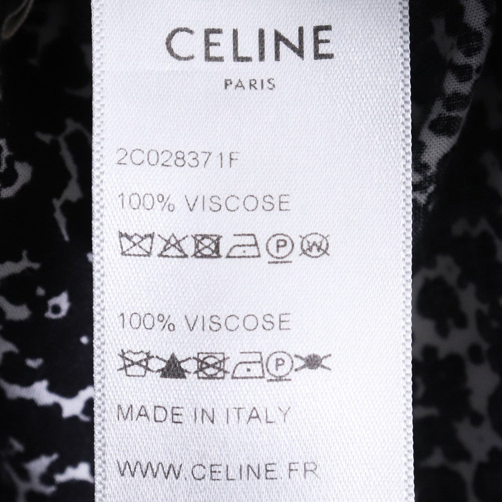 CELINE 19AW Splatter Print Viscose Shirt Black Size 42