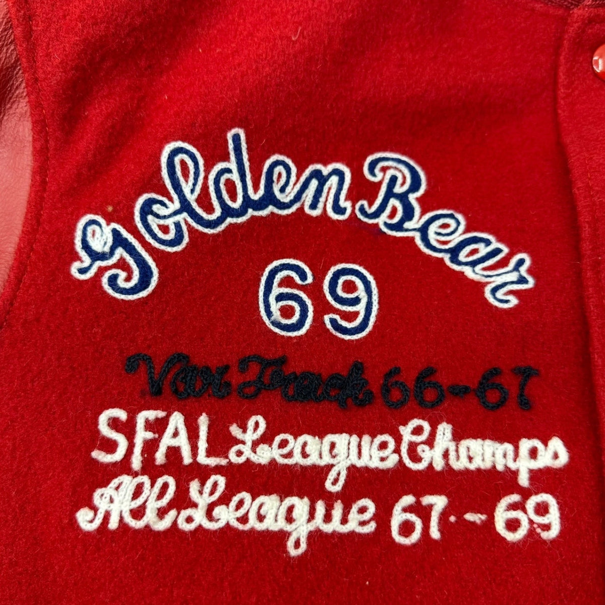 GOLDEN BEAR 60s Ken & Bob Leather Sleeve Jacket Red Size S