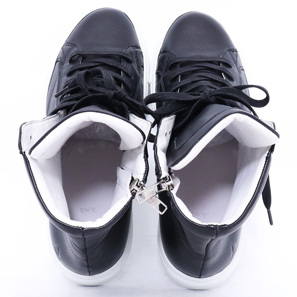 AMB KIPS Leather Side Zip High-Top Sneakers Black Size EU 40