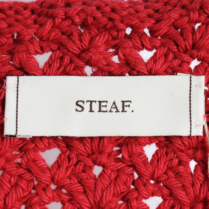 STEAF 25SS Hand Made Patchwork Net Cardigan Coral Red Size M