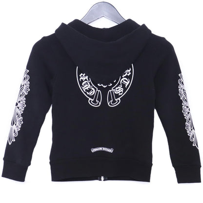 CHROME HEARTS Kids Floral Horseshoe Hoodie Set Black Size 8Y