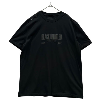 VALENTINO 2017 Black Untitled Logo Studded T-Shirt Size 3XL