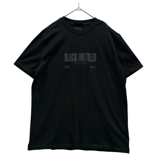 VALENTINO 2017 Black Untitled Logo Studded T-Shirt Size 3XL