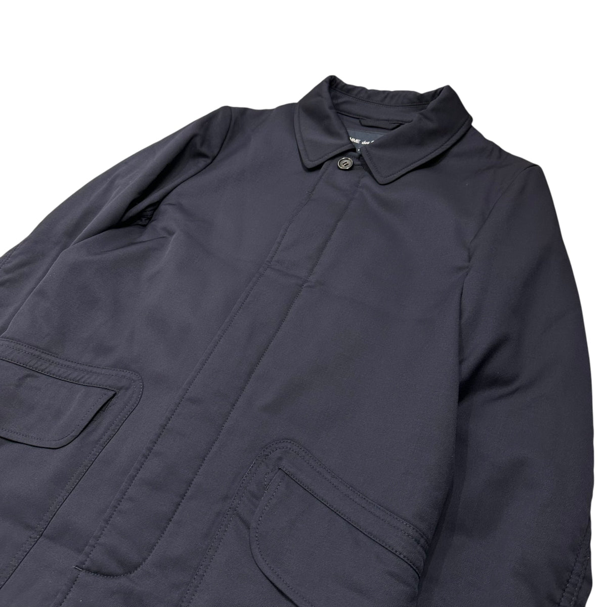 COMME des GARCONS HOMME 14AW Dot-Lined Wool Coat Navy Size S