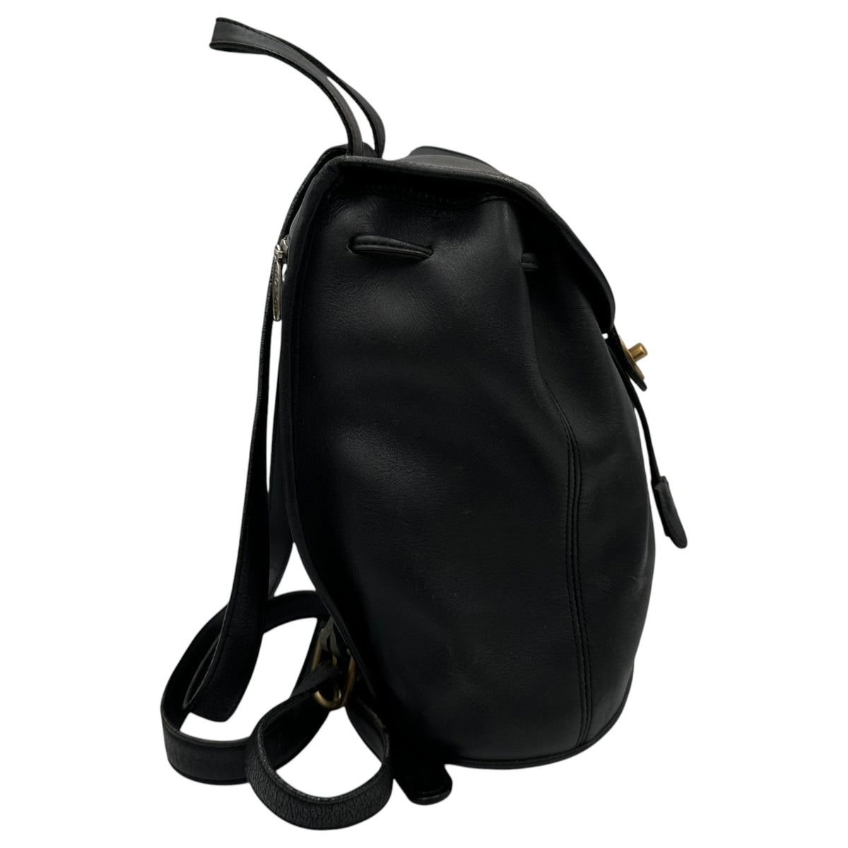 OLD COACH Vintage Turnlock All-Leather Backpack Black