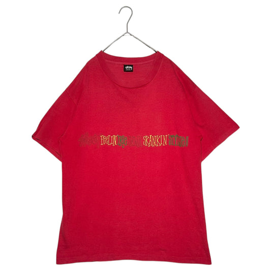 STUSSY 80s Vintage Rasta Print T-Shirt Red Size L