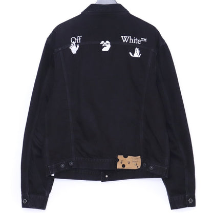 OFF-WHITE Logo Printed Denim Jacket Black Size XL
