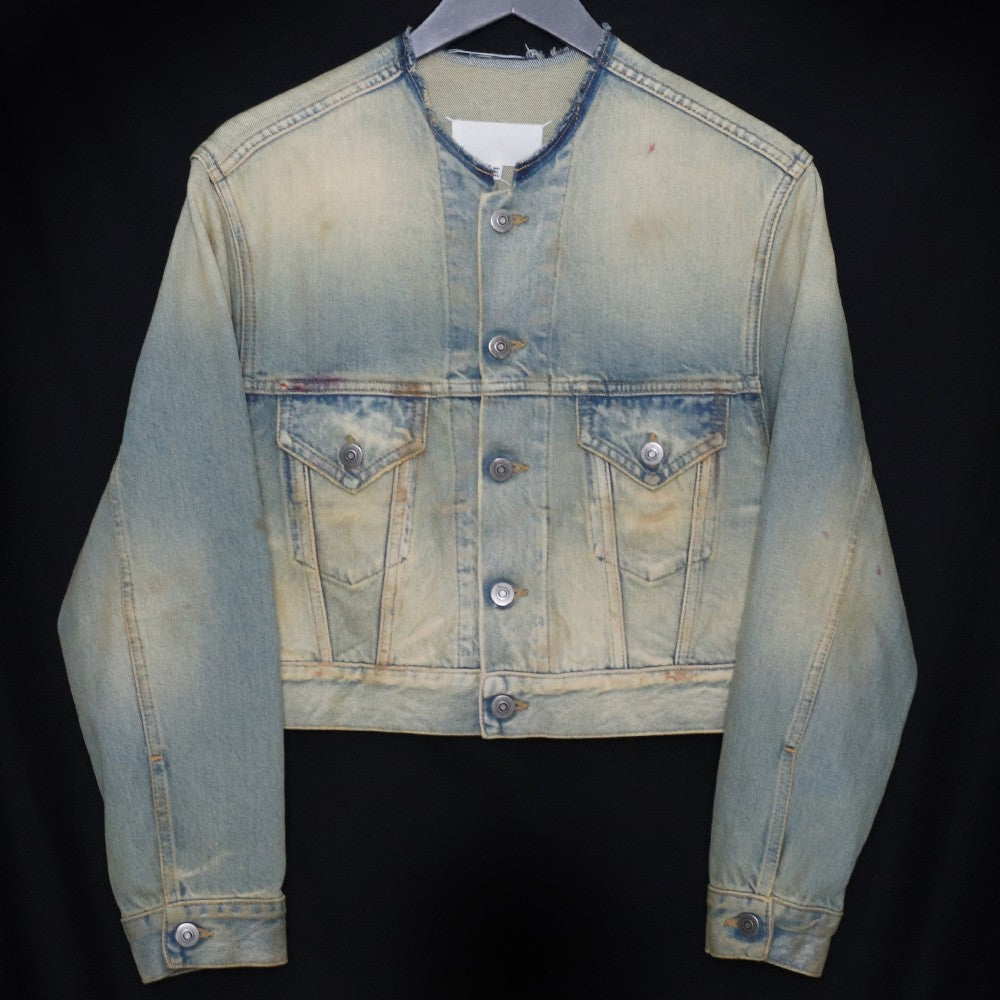 MAISON MARGIELA 22SS Vintage Denim Collarless Jacket Size 36